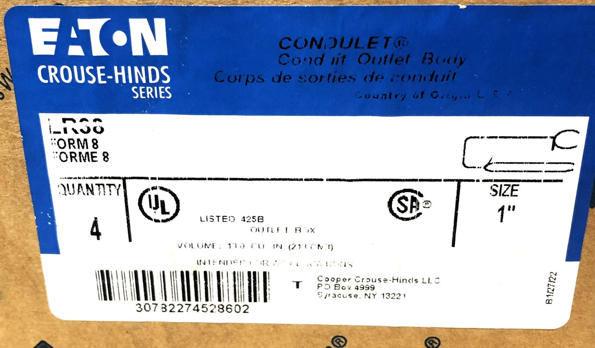 Eaton/Crouse-Hinds Box of (4) 1" Conduit Outlet Body LR38 NOS