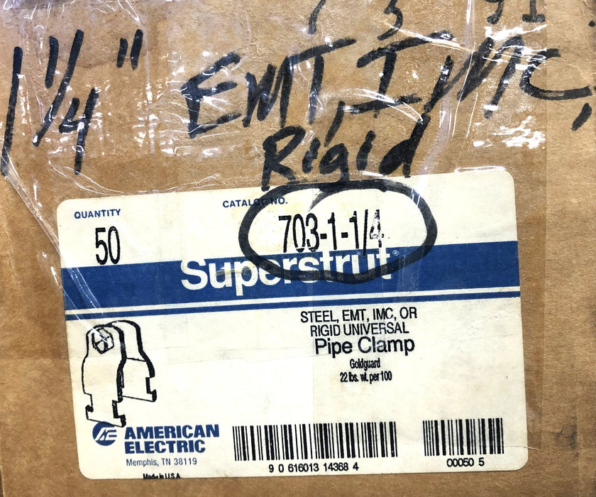 Thomas & Betts Superstrut Rigid Pipe Clamp Assembly 703-1-1/4 [Lot of 40] NOS