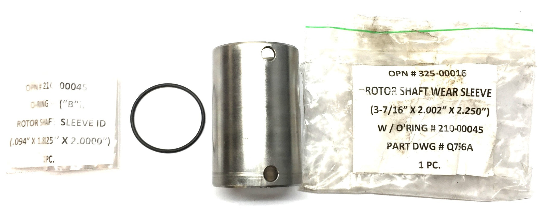 Unbranded 3-7/16"x2.002"x2.250" Rotor Shaft Wear Sleeve w/O-Ring 325-00016 NOS