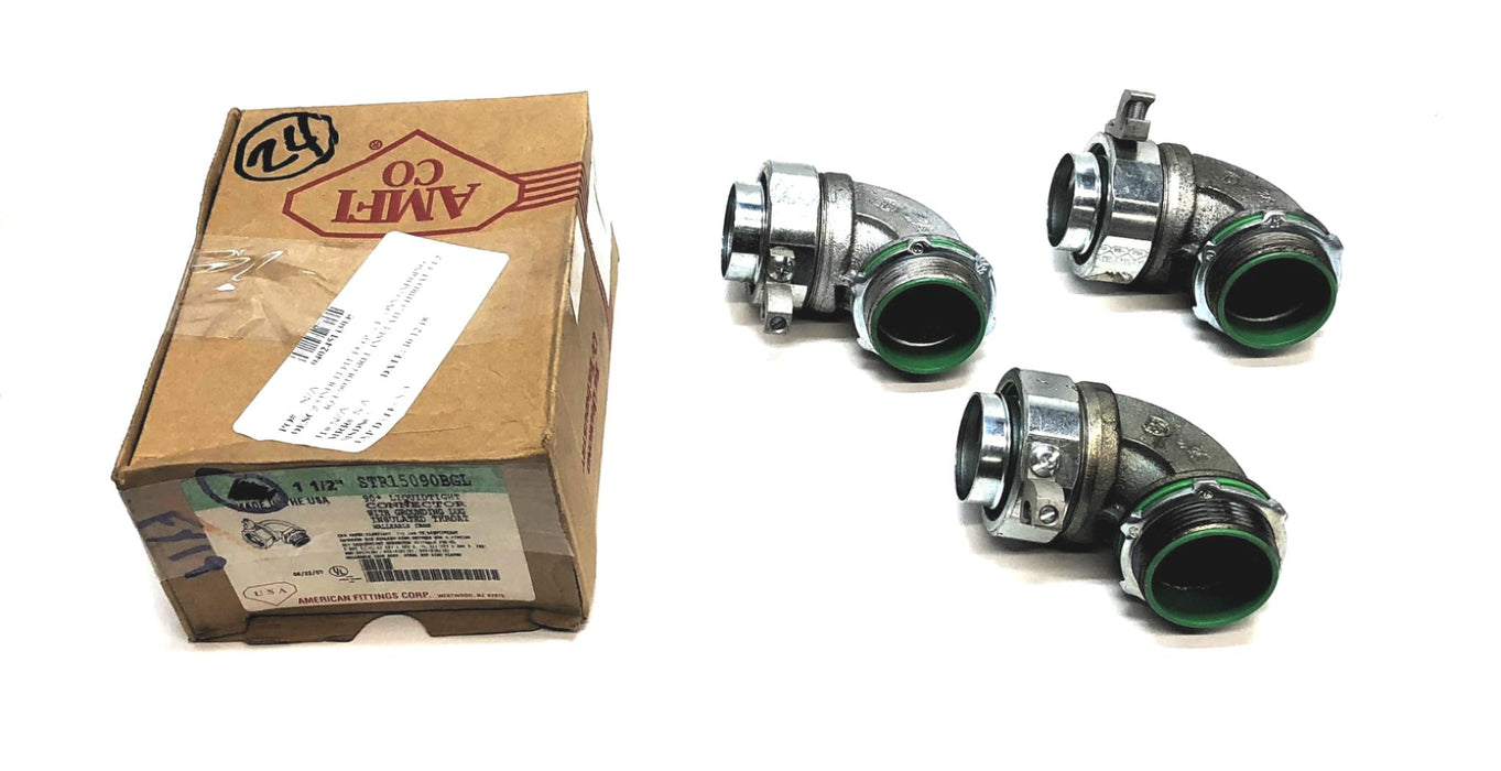 AMFI CO Box of (3) 90 Degree Liquid Tight Connector STR15090BGL NOS