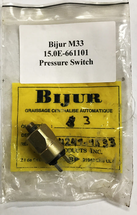 Bijur Pressure Switch M33-15.0E-661101 NOS