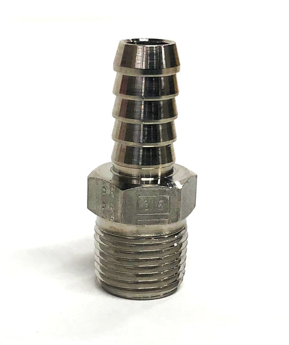 McMaster-Carr 3/8 Inch Type 316 Stainless Steel Barbed Hose Fitting 53505K68 NOS
