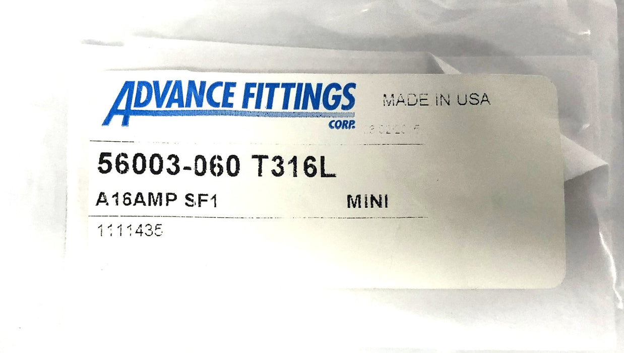 Advance Fittings A16AMP SF1 Mini Clamp 56003-060 T316L [Lot of 2] NOS