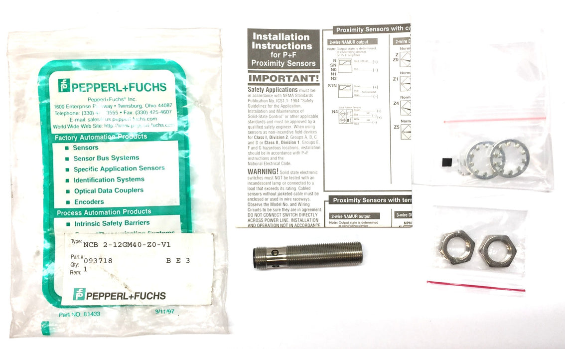 Pepperl + Fuchs Proximity Sensor NCB2-12GM40-Z0-V1 NOS