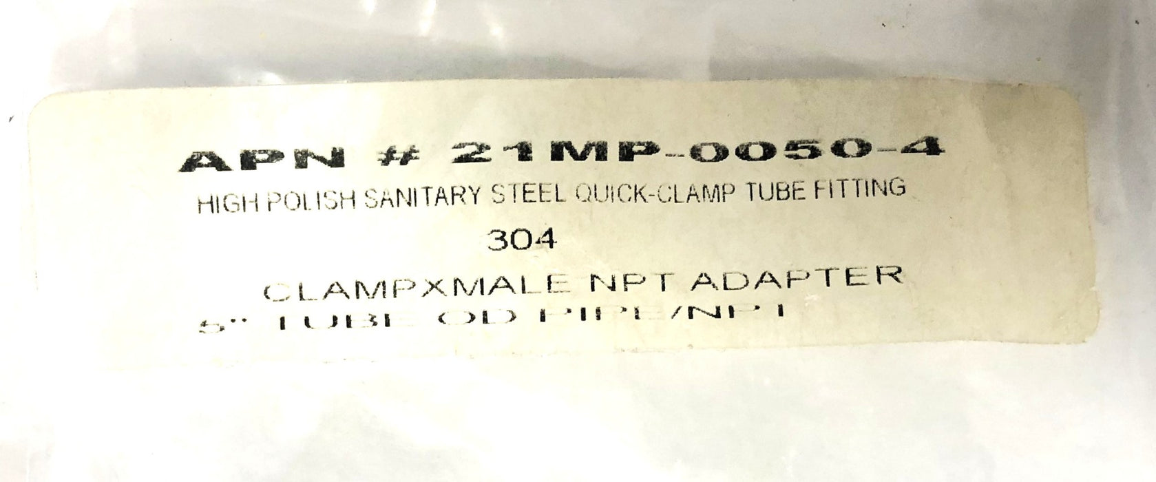 APN 1/2 Inch High Polish 304 Steel Quick-Clamp Tube Fitting 21MP-0050-4 NOS