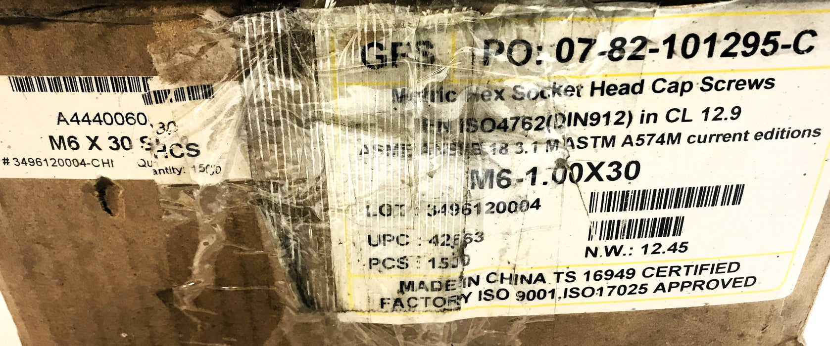 JDF M61.0 x 30mm 12.9CL Socket Head Cap Screw A4440060030 [Lot of 100] NOS