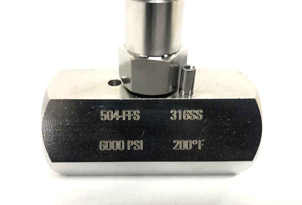 NoShok 1/2 Inch NPT F-F Soft Seat 316SS Needle Valve 504-FFS NOS