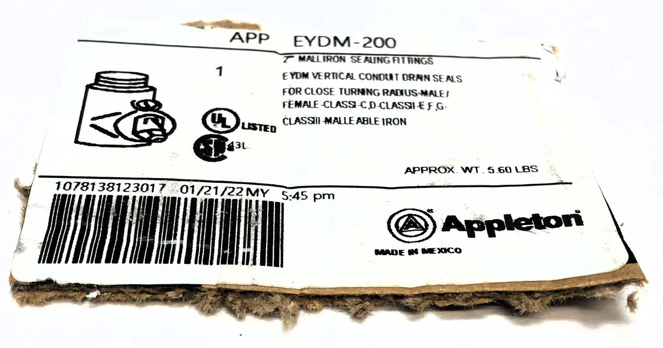 Appleton 2" Conduit Sealing Fitting W/ Drain EYDM-200 NOS
