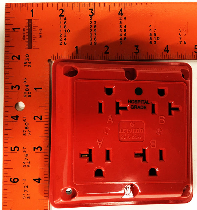 Leviton Hospital Grade 4-in-1 Grounding Outlet 21254-HR-RED [Lot of 2] NOS