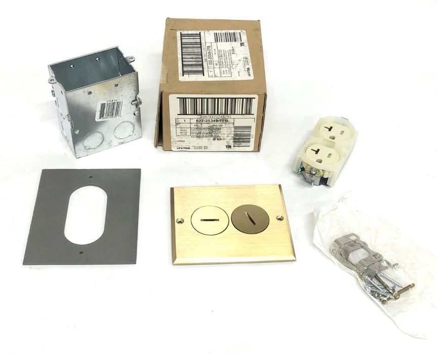 Leviton 20A-125V Brass Floor Box Assembly 022-25349-TFB NOS