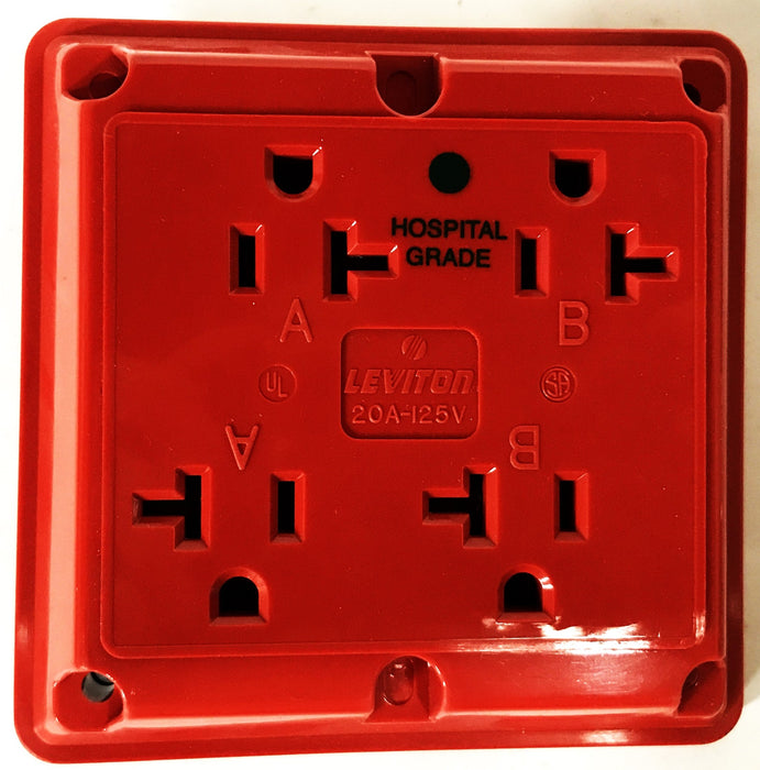 Leviton Hospital Grade 4-in-1 Grounding Outlet 21254-HR-RED [Lot of 2] NOS