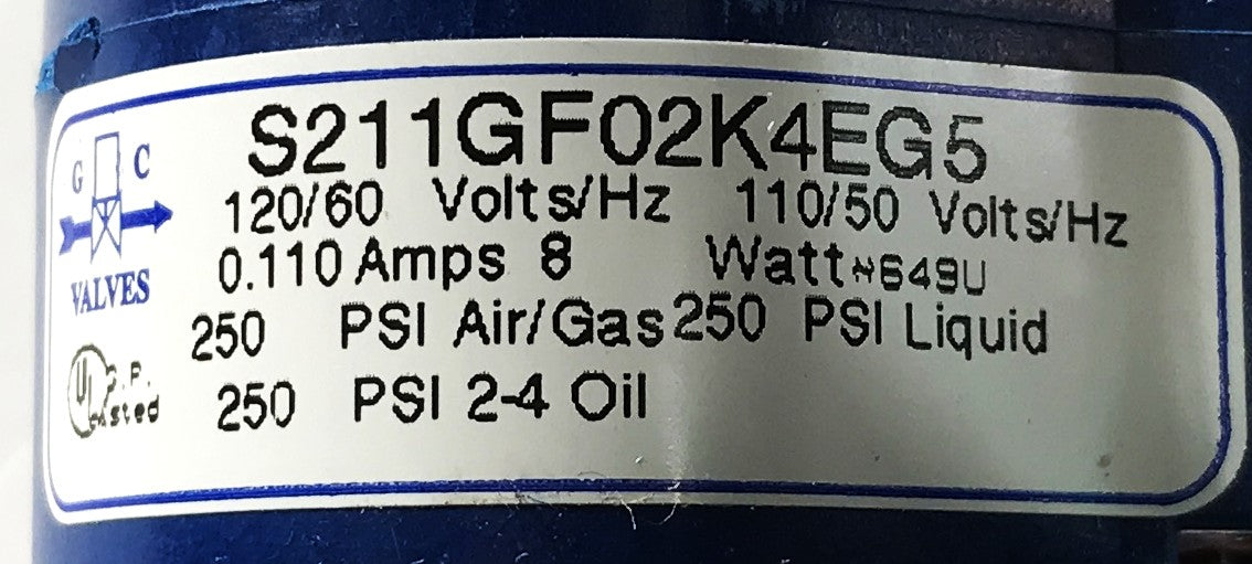 GC Valves 2-Way 3/4 inch Solenoid Valve S211GF02K4EG5 NOS