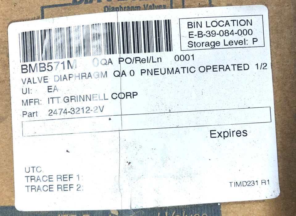 ITT Grinnell Corp BMB571M Air Motor 3212 (2474-3212-2V) NOS