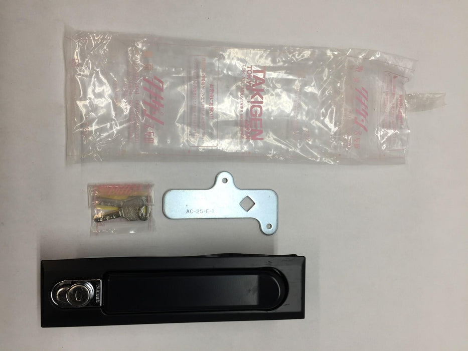 Takigen Black Metal Keyed Door Latch w/Keys (2) A-490-1 NOS