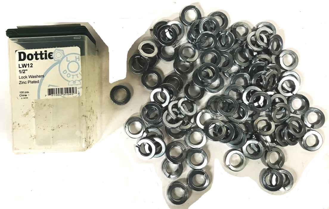 Dottie 1/2 inch Zinc-Plated Lock Washers LW12 [Lot of 95] NOS