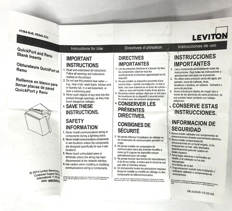 Leviton 10 Pack Quickport Snap-In Blank Module 140-41084-BI [Lot of 16] NOS