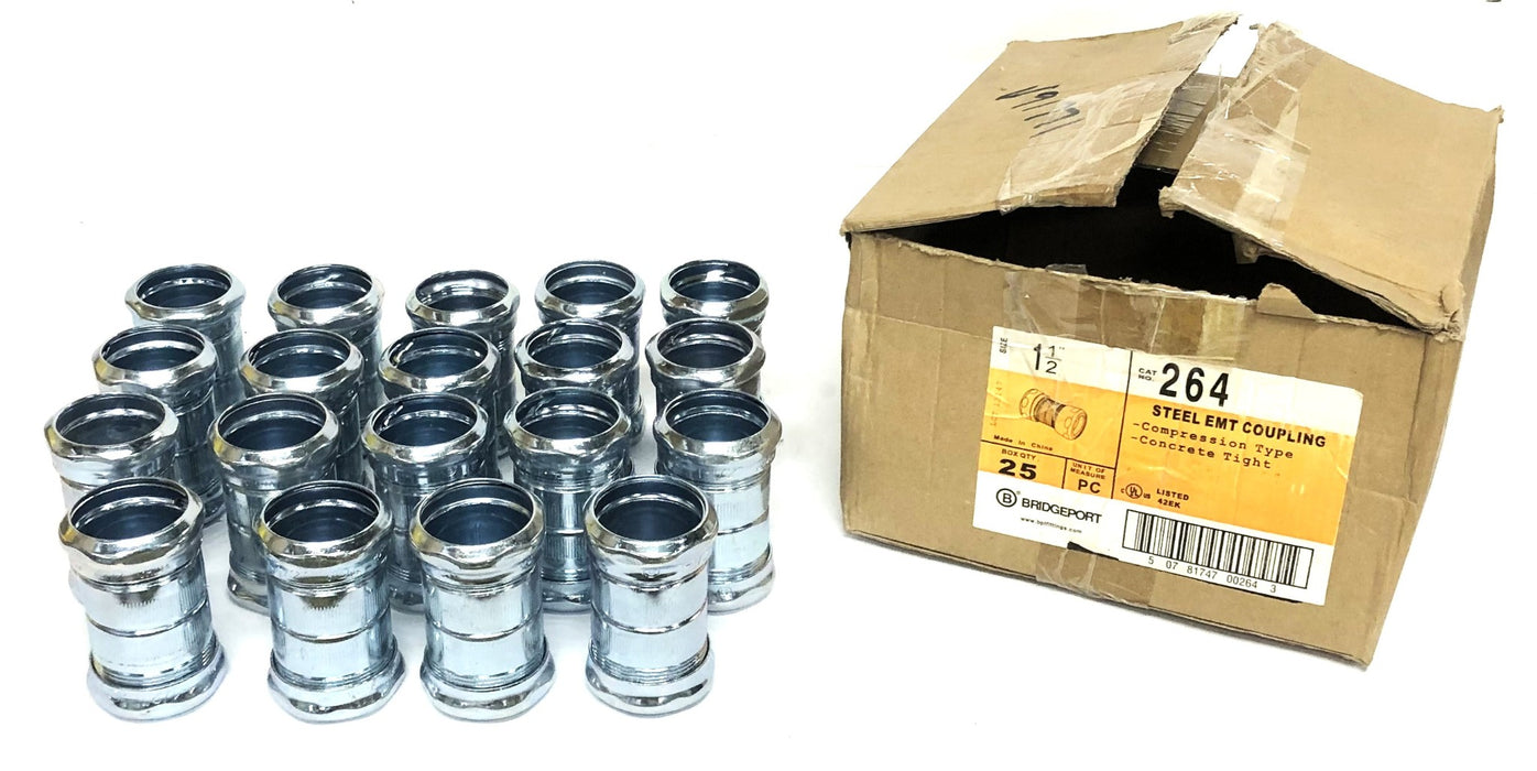 Bridgeport 1-1/2 Inch Steel EMT Compression Type Coupling 264 [Lot of 18] NOS