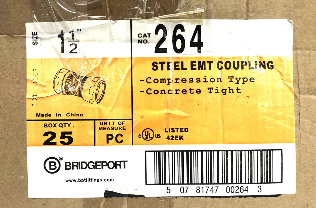 Bridgeport 1-1/2 Inch Steel EMT Compression Type Coupling 264 [Lot of 18] NOS