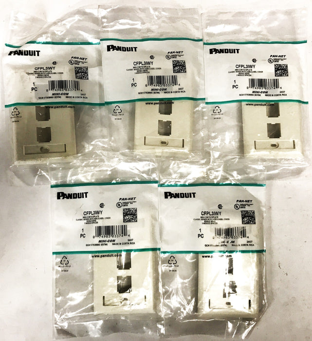 Panduit White Plastic 1-Gang 3-Port Faceplate CFPL3IWY [Lot of 5] NOS
