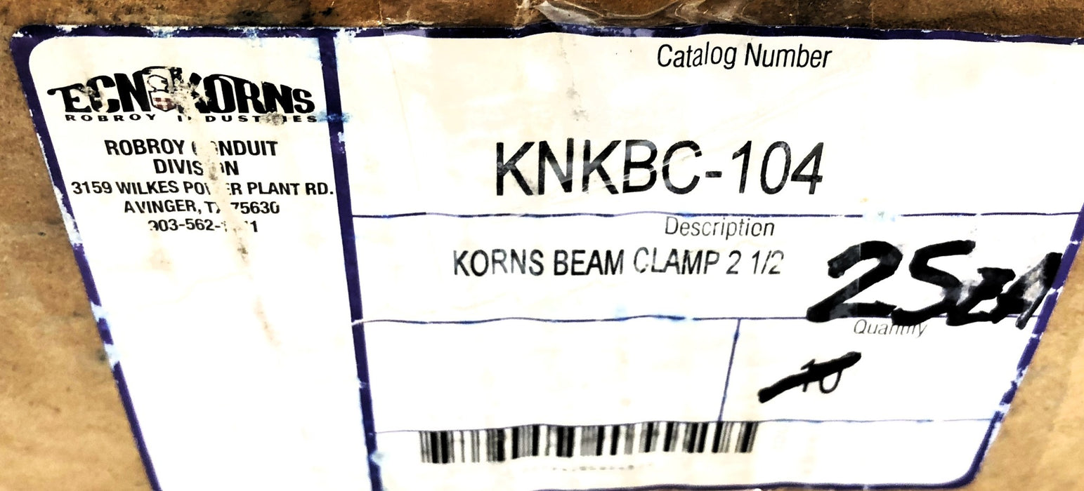 ECN Korns Box of (25) 2-1/2" Beam Clamp KNKBC-104 NOS