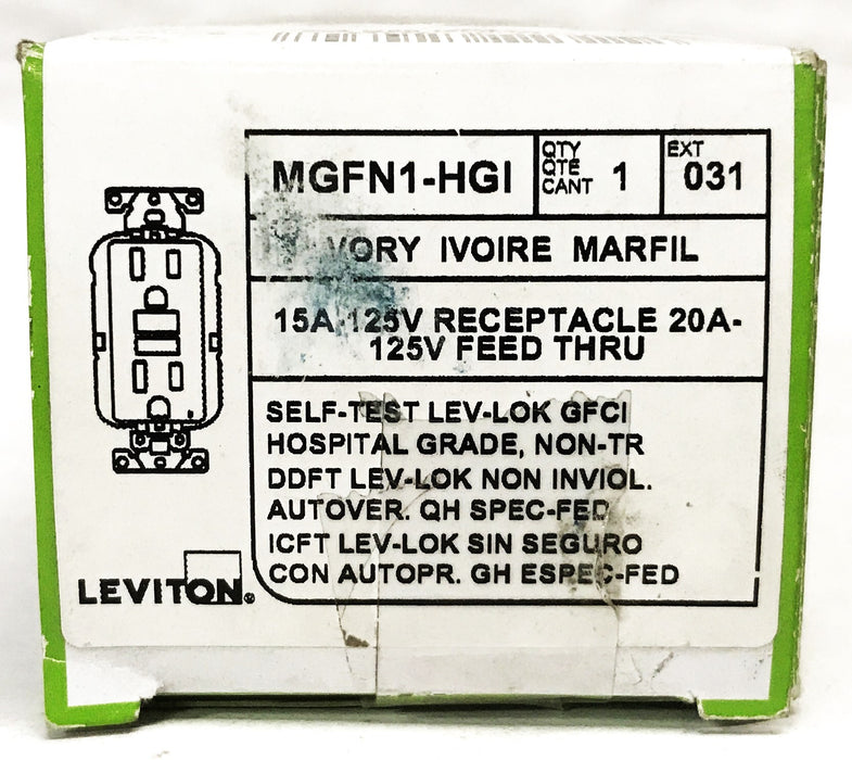 Leviton Ivory Hospital Grade Self-Test Receptacle MGFN1-HGI NOS
