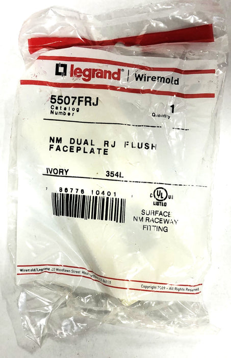 Wiremold Legrand Box Of 10 Ivory NM Dual RJ Flush Faceplate 5507FRJ NOS