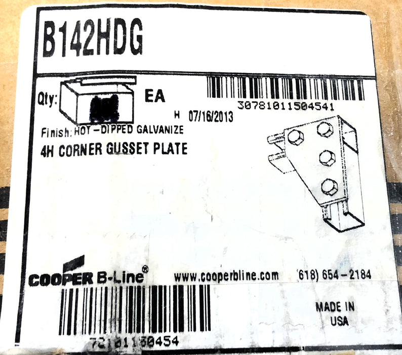 Cooper B-Line Four Hole Corner Gusset Plate B142HDG NOS