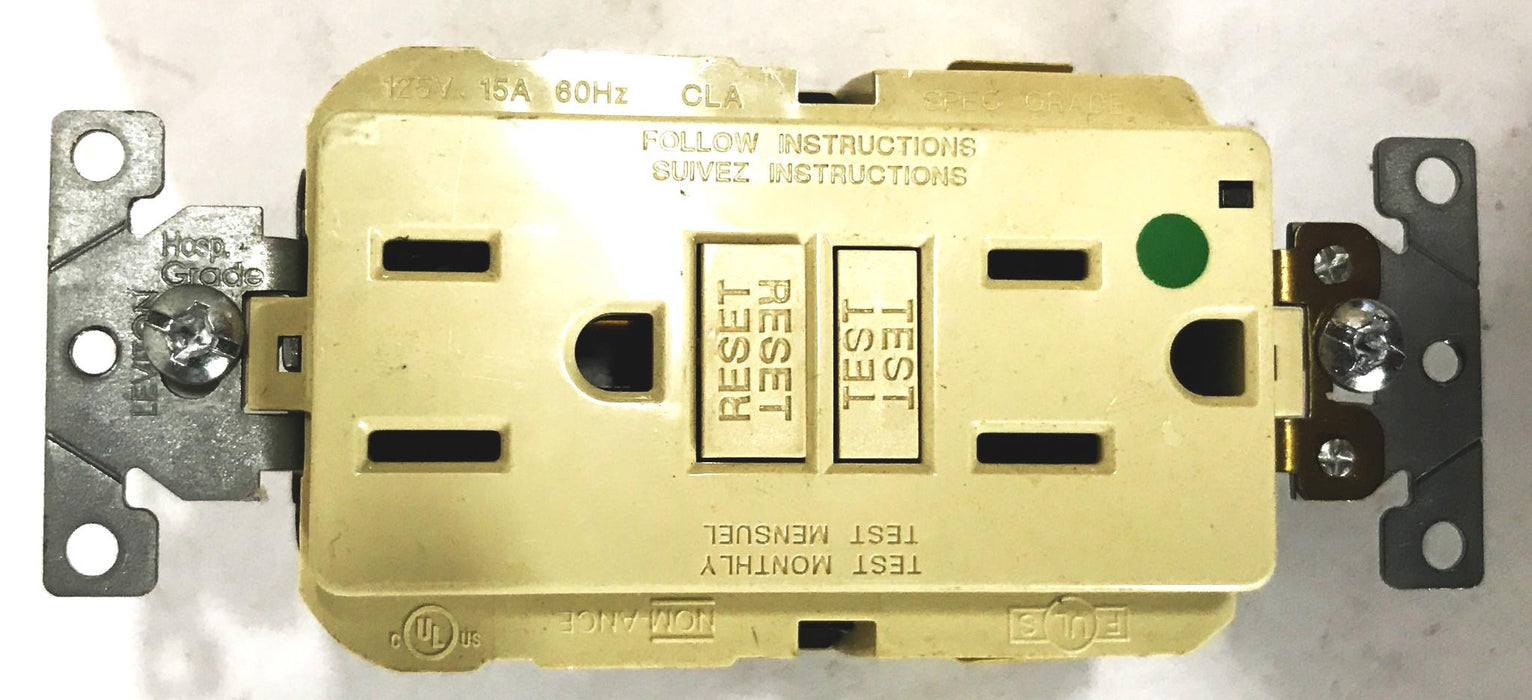 Leviton Ivory Hospital Grade Self-Test Receptacle MGFN1-HGI NOS