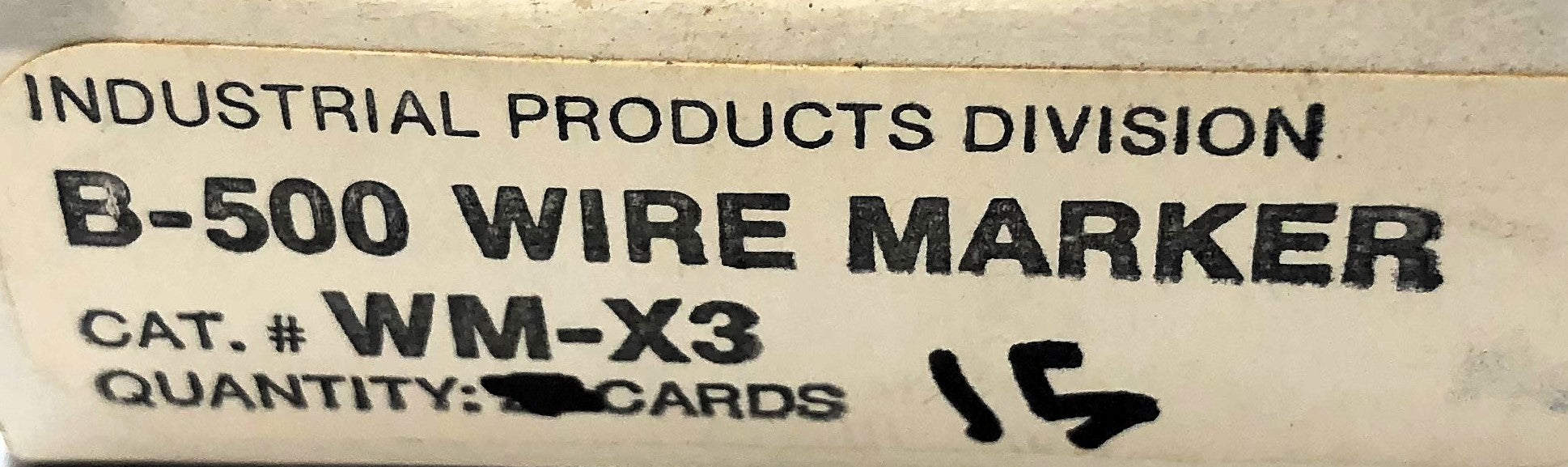 Brady Box of (15) B-500 X3 Wire Marker Label Cards WM-X3 NOS