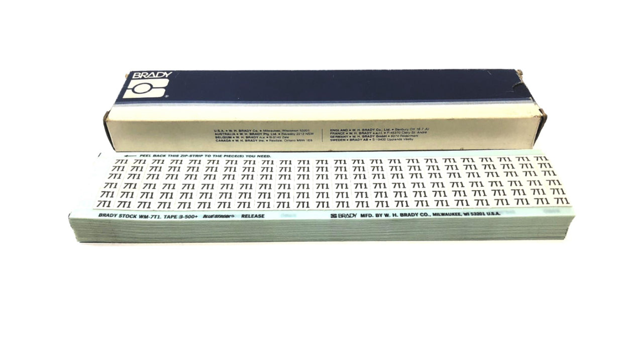 Brady Box of (23) B-500 7T1 Wire Marker Label Cards WM-7T1 NOS