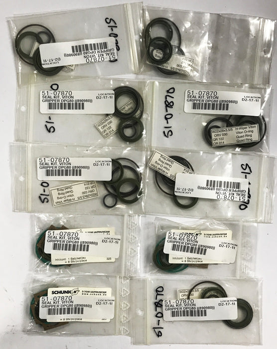 Viton/Schunk Gripper DPG80 Seal Kit 51-07870 [Lot of 10] NOS