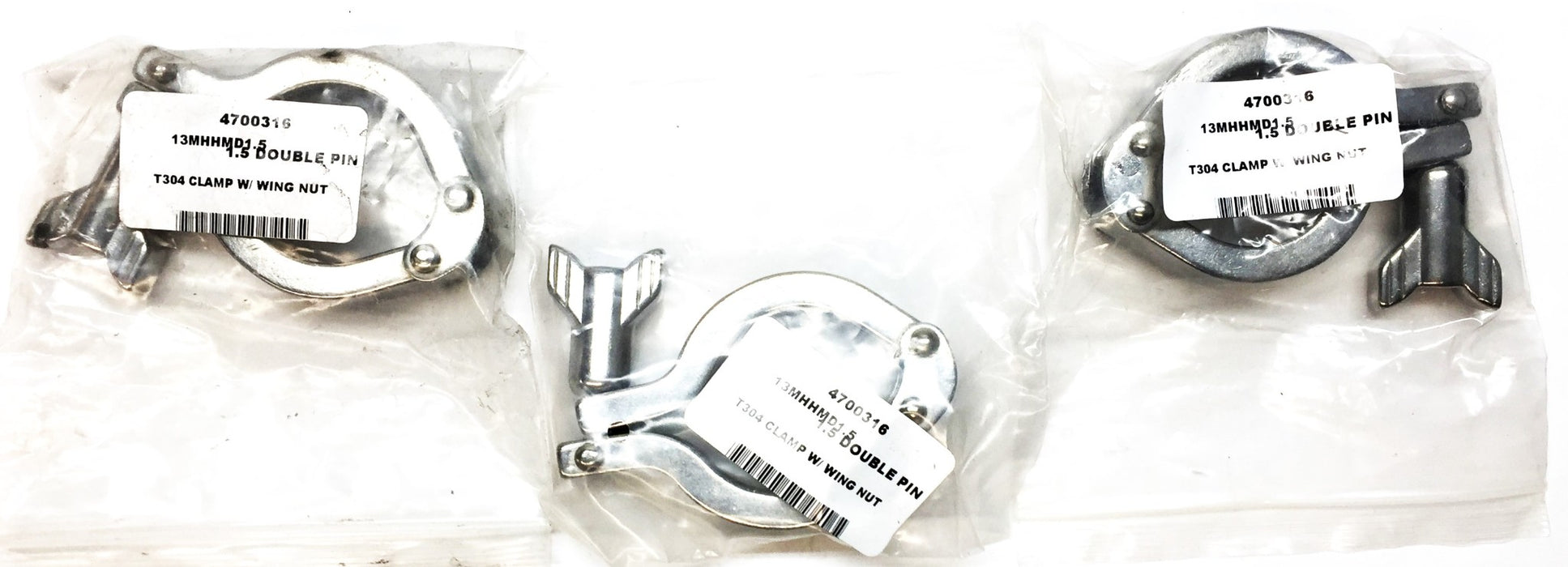 VNE 1-1/2” Double Hinge T304 Stainless Steel HD Clamp 13MHHMD1.5 [Lot of 3] NOS