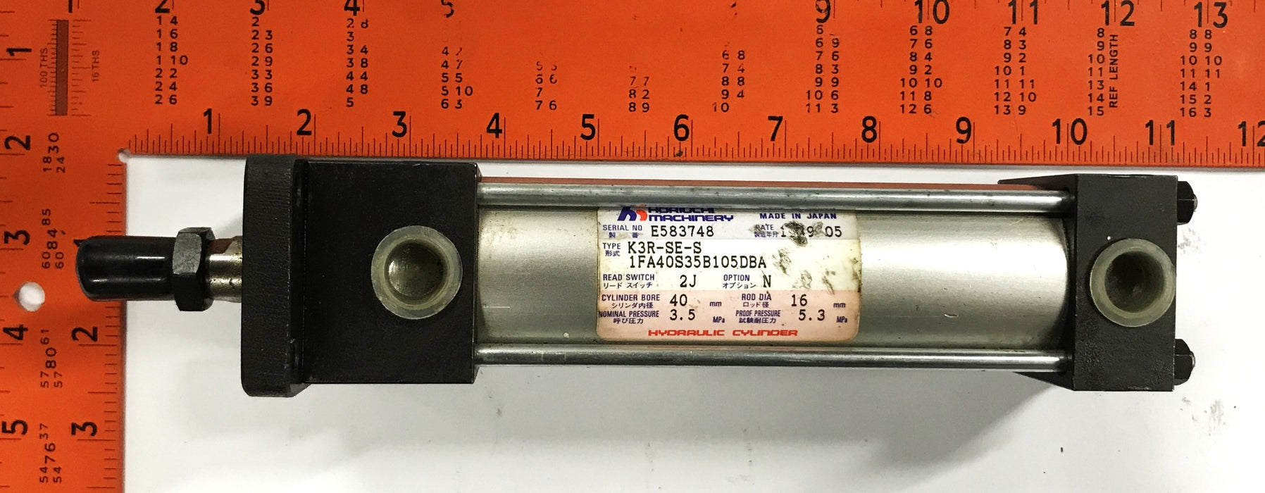 Horiuchi Machinery Type K3R-SE-S Hydraulic Oil Cylinder 1FA40SA35B105DBA NOS