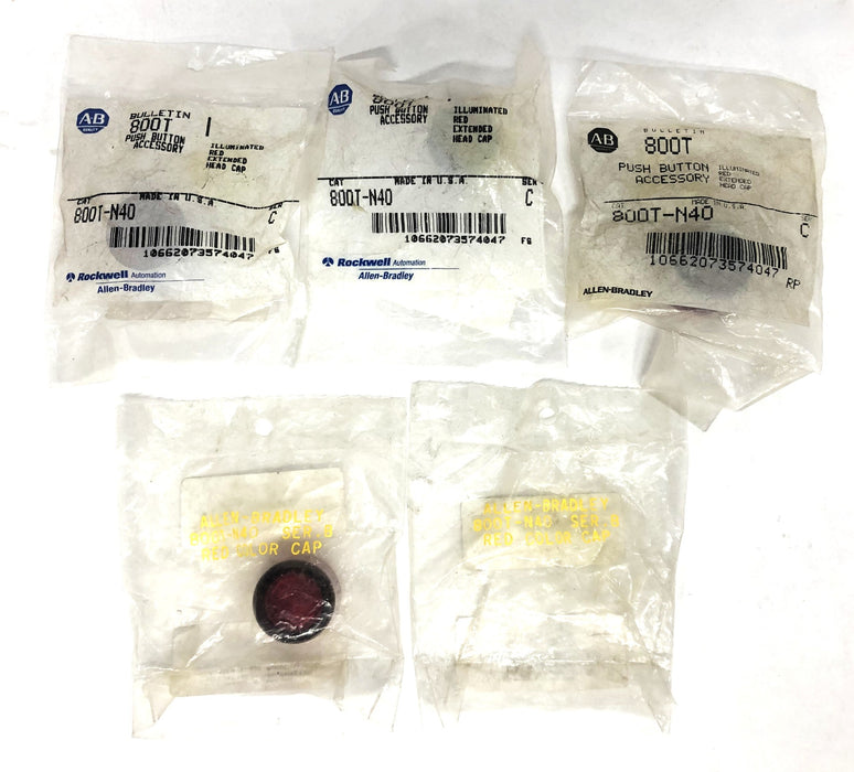 Allen-Bradley Series C Illuminated Red Extended Cap 800T-N40 [Lot of 5] NOS