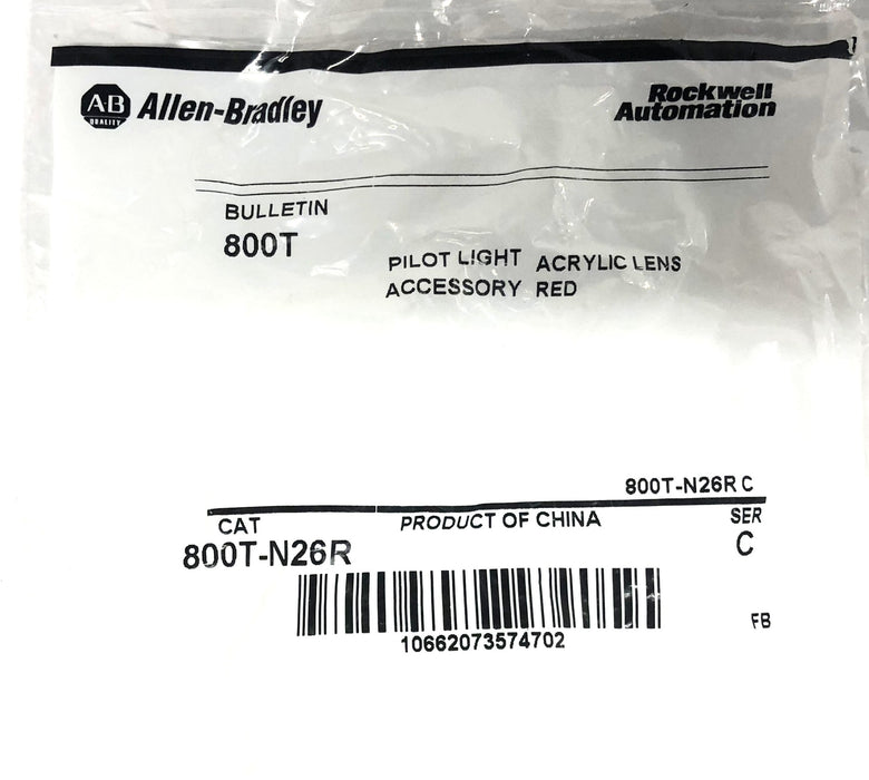 Allen-Bradley Pilot Light Acrylic Red Lens Accessory 800T-N26R [Lot of 3] NOS