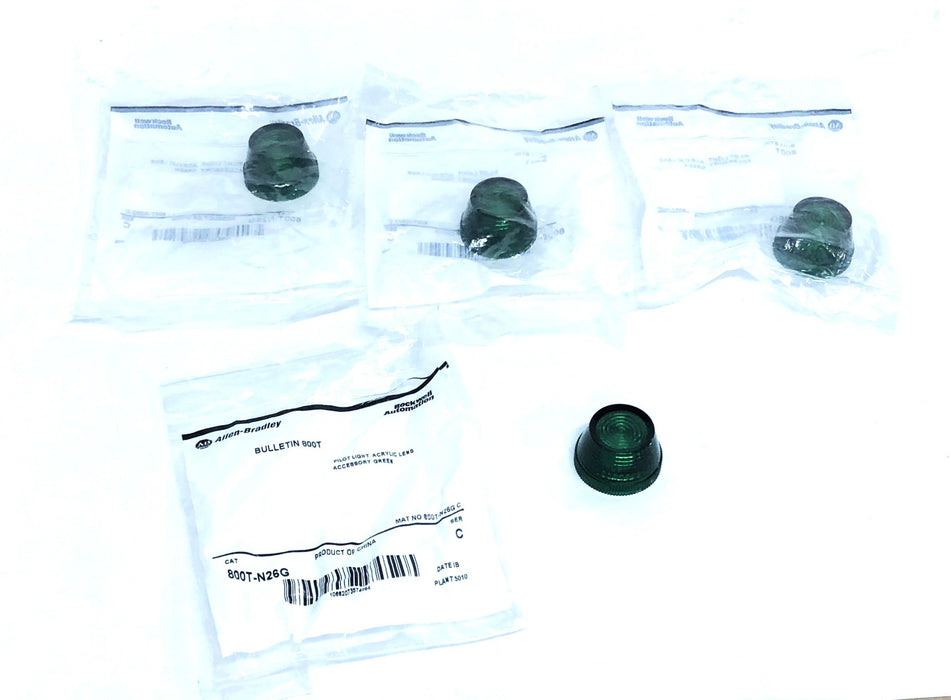 Allen-Bradley Pilot Light Acrylic Green Lens Accessory 800T-N26G [Lot of 4] NOS