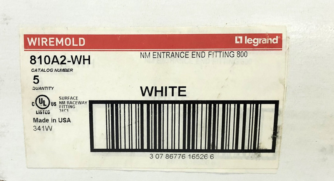 Wiremold Legrand NM Entrance End Fitting 800 810A2-WH [Lot of 5] NOS