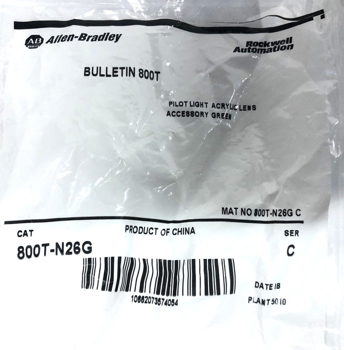Allen-Bradley Pilot Light Acrylic Green Lens Accessory 800T-N26G [Lot of 4] NOS