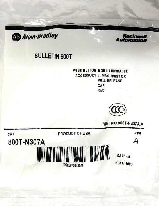 Allen-Bradley SER A Non-Illuminated Jumbo Twist/Pull Release 800T-N307A NOS