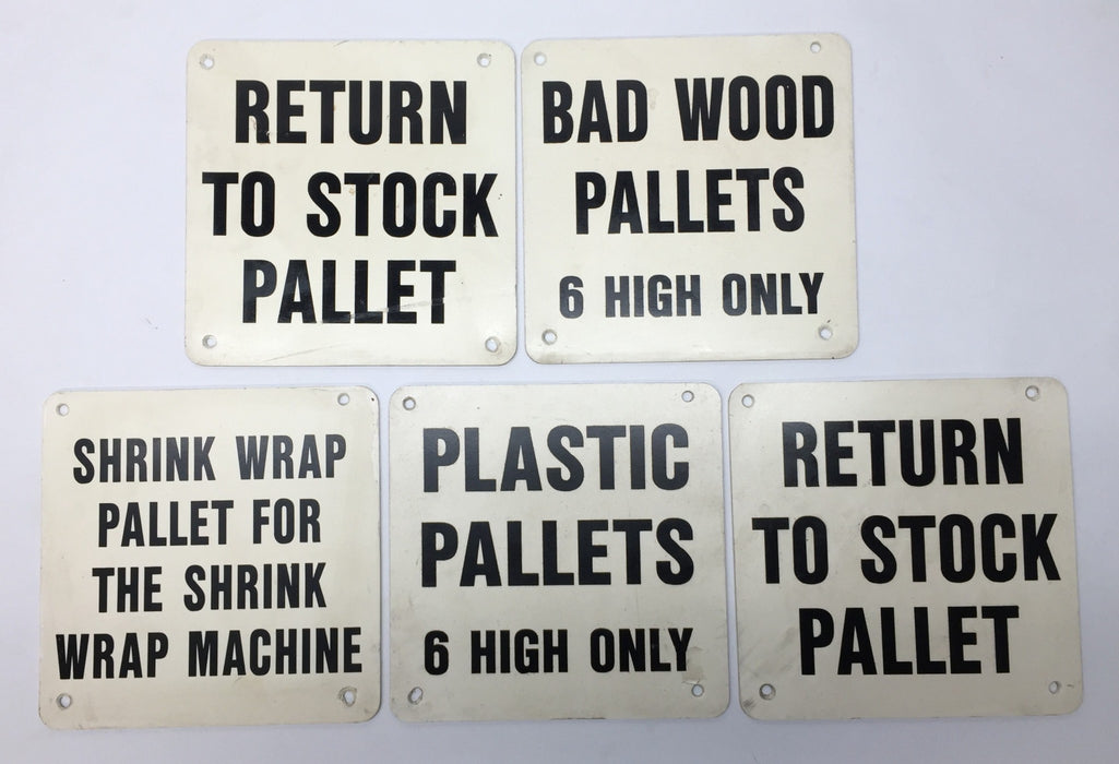 Unbranded Plastic 4-Hole Mount 8" x 8" Pallet Signage Pack (5pcs) USED