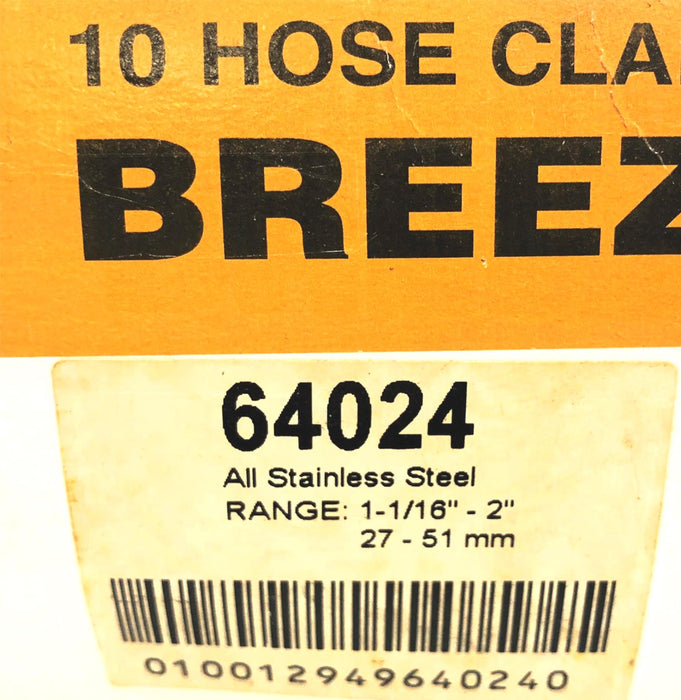 Breeze Stainless Steel 1-1/16" - 2" (27-51mm) Hose Clamp 64024 [Lot of 21] NOS