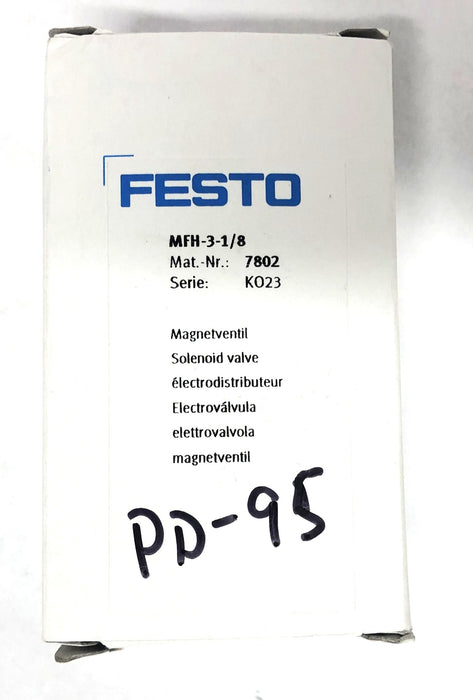 Festo MFH-3-1/8 Solenoid Valve 7802 NOS