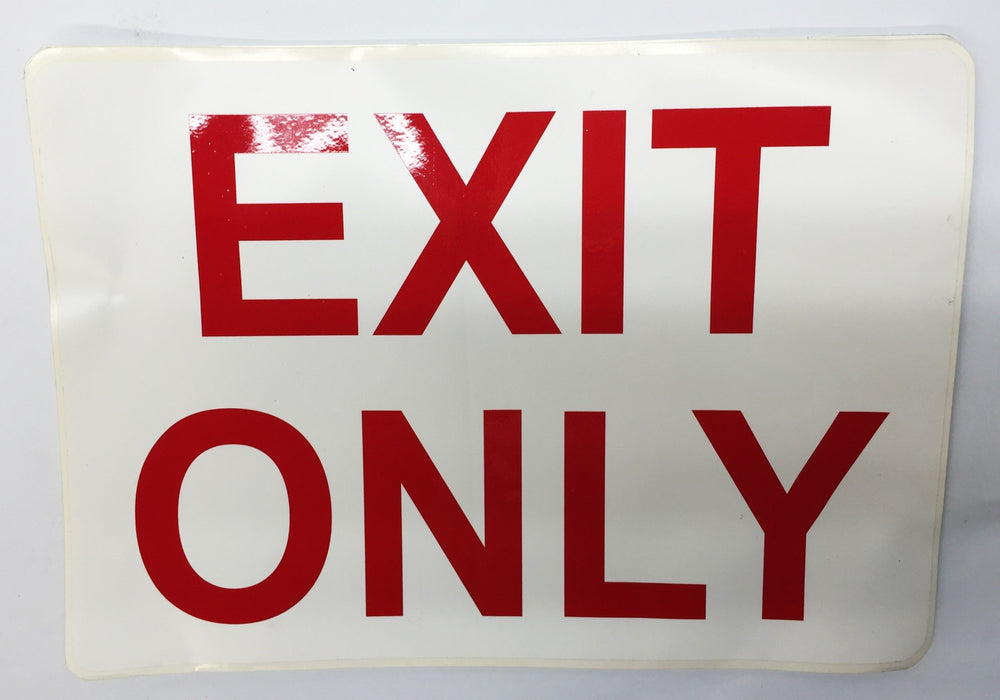 Unbranded 14"x10" 'Exit Only' (7)/ 'To Exit' (1) Adhesive Back Signage NOS