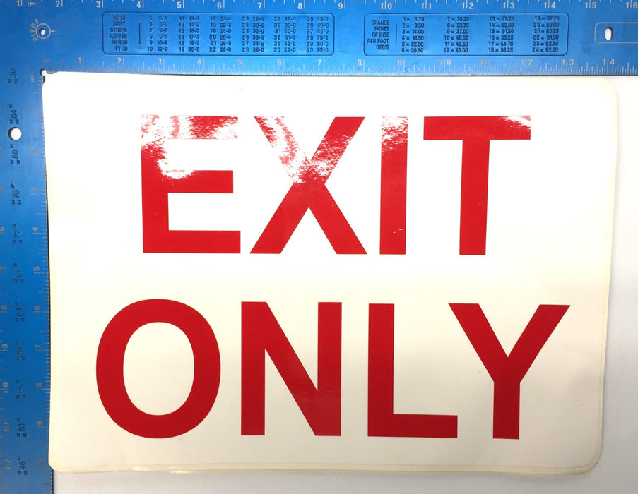 Unbranded 14"x10" 'Exit Only' (7)/ 'To Exit' (1) Adhesive Back Signage NOS