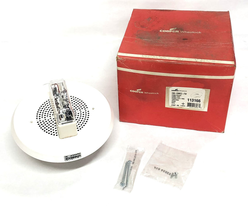 Cooper Wheelock 24VDC White Ceiling Strobe Speaker E90-24MCC-FW (113166) NOS