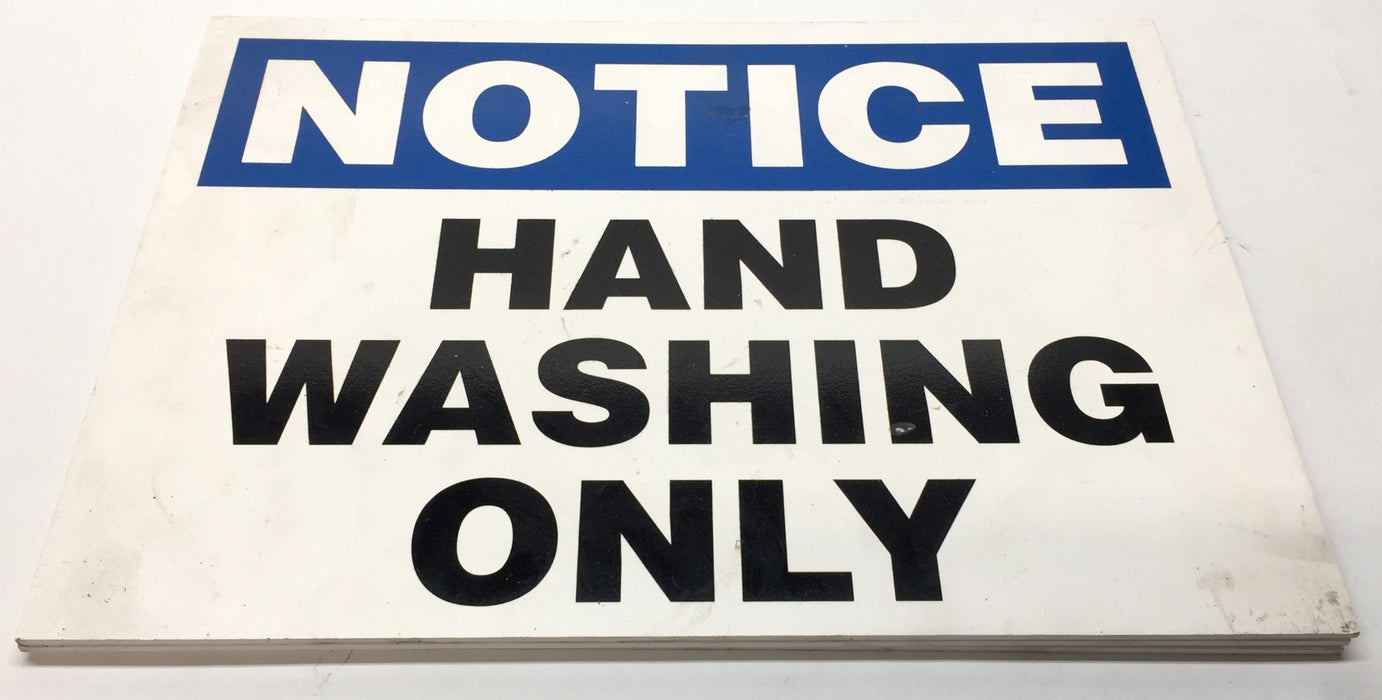 Unbranded 14"x10" 'NOTICE Hand Washing Only' Foamboard [Lot of 3] NOS