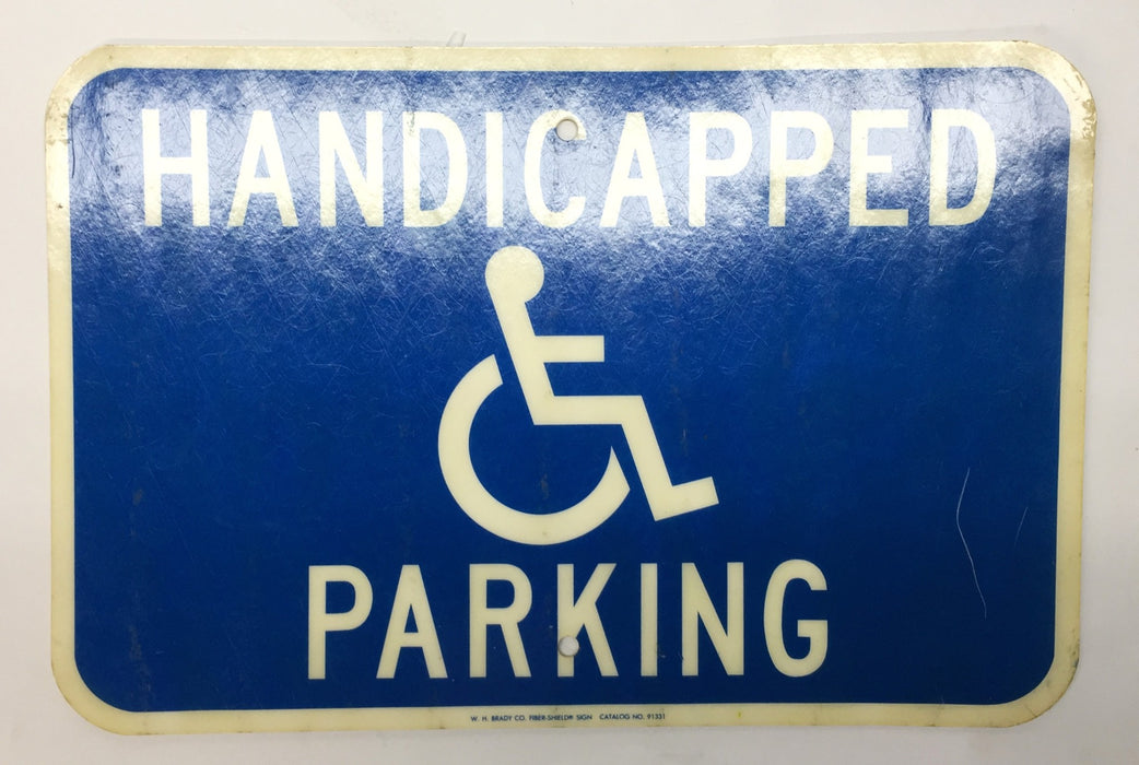W.H. Brady 18" x 12" Blue/White Fiber-Shield 'Handicapped Parking' 91331 USED