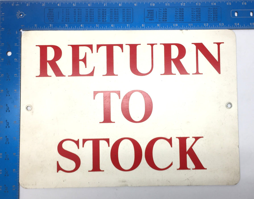 Unbranded Plastic 14" x 10" White/Red 'Return To Stock' Signage USED