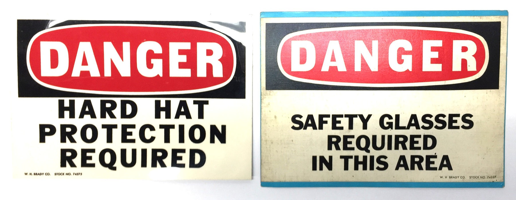 W.H. Brady Vinyl 14" x 10" 'DANGER' Adhesive Safety Pack (2pcs) 74575/74327 NOS