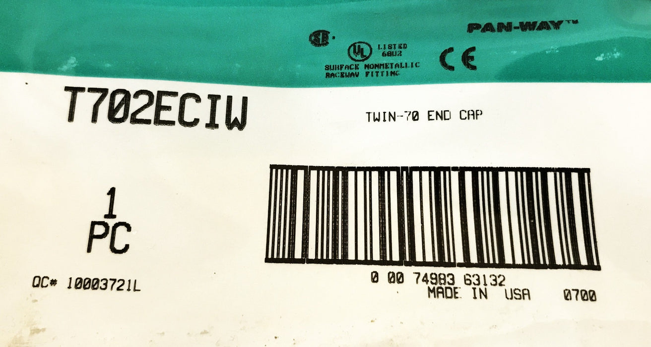Panduit Twin-70 End Cap T702ECIW [Lot of 4] NOS